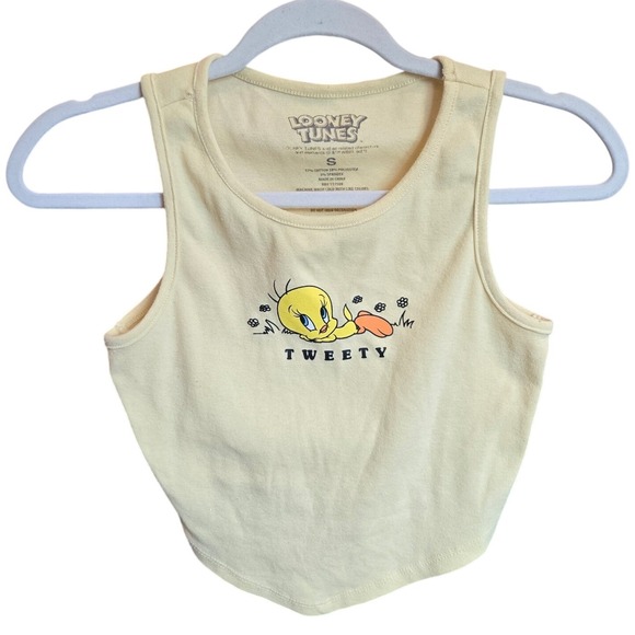 Tops - Tweety Bird Crop Tank Top Small Looney Tunes Yellow Y2K Streetwear Kidcore